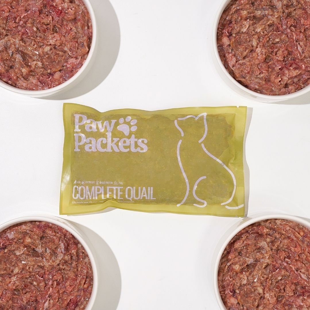 Paw Packets makanan kucing raw food quail puyuh