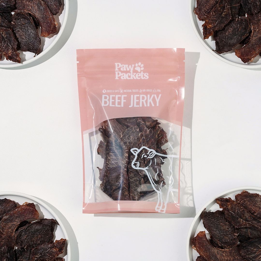 paw packets treats cemilan anjing kucing beef jerky sapi