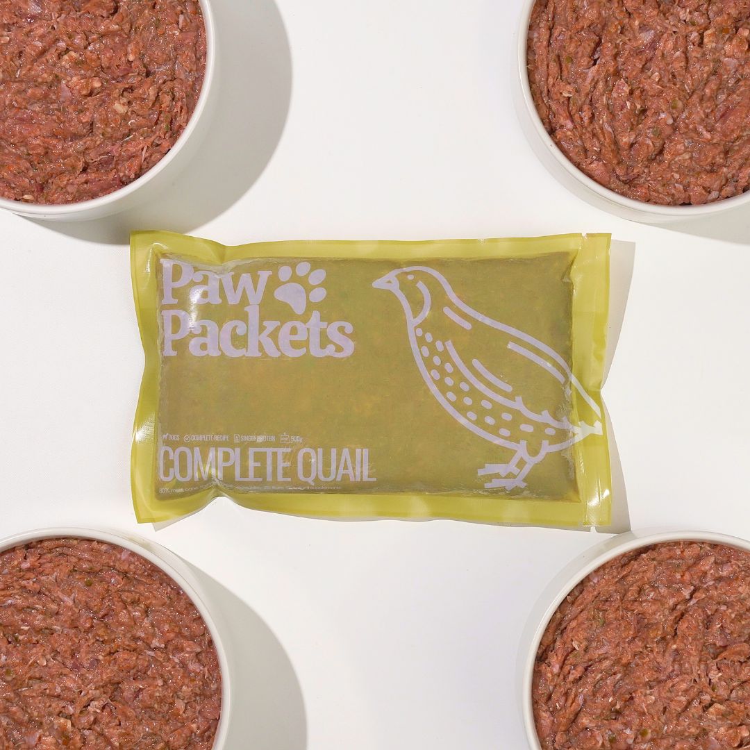Paw Packets Makanan Anjing raw food Complete Quail puyuh